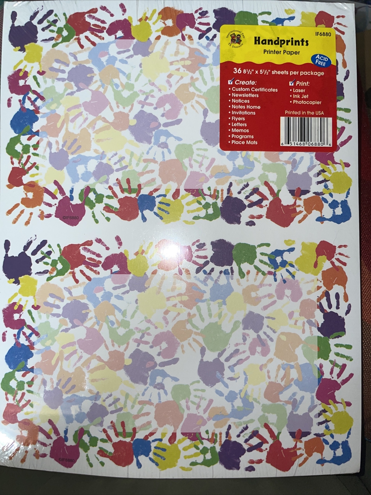 Handprints Printer Paper By Instructional Fair