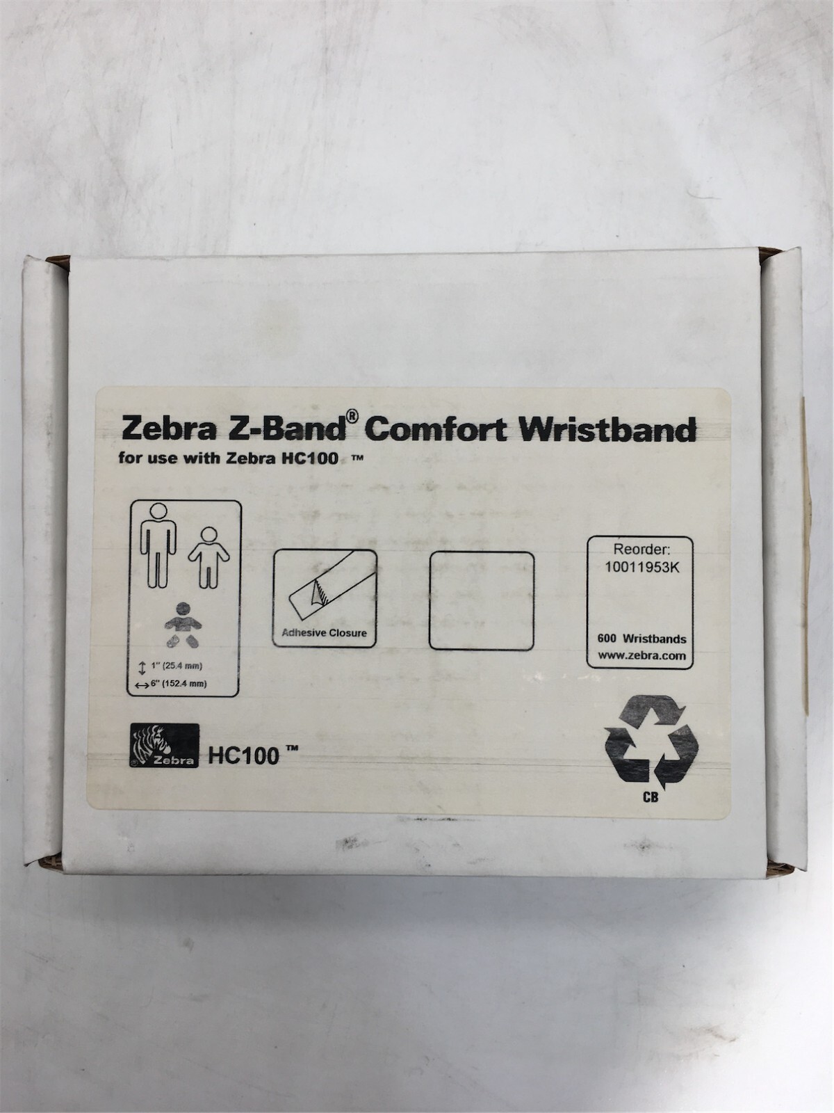 ZEBRA 10011953K Z-BAND COMFORT WRISTBAND 1″ X 6″-SINGLE CARTRIDGE-600 CT
