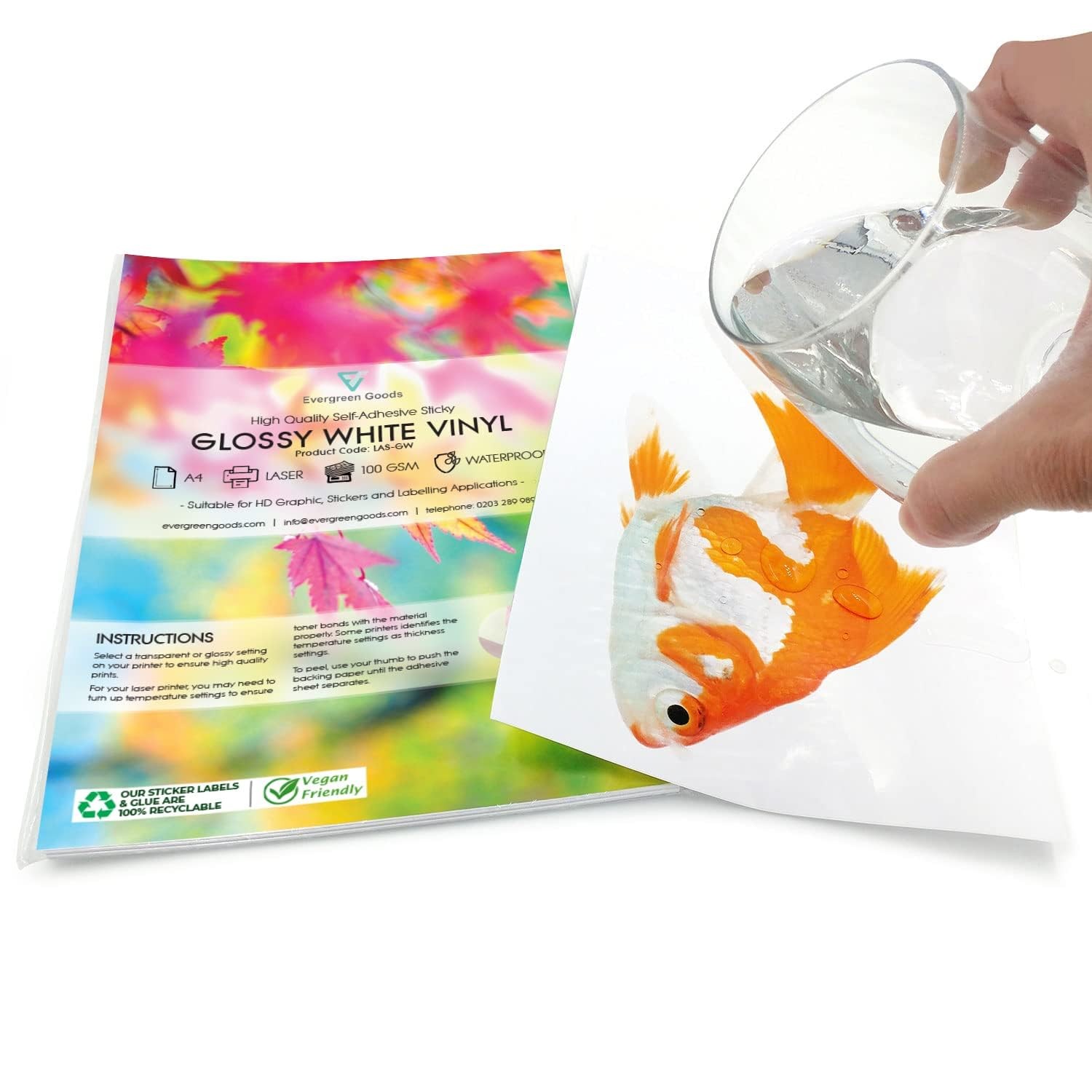 Evergreen Goods Ltd 20 Sheets A4 White Gloss Waterproof PVC Self Adhesive…