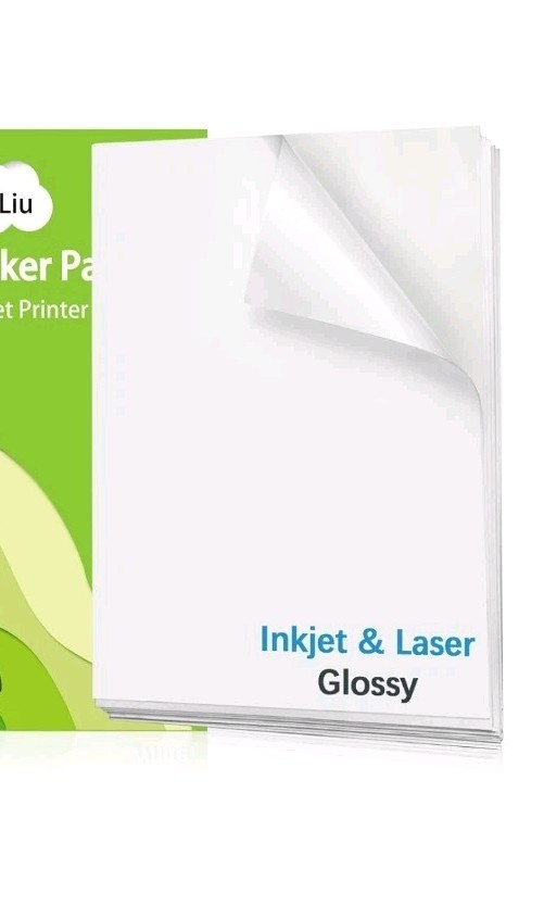 Glossy Vinyl Sticker Paper 20pc 8.5 x 11 for Inkjet & Laser, Compatible W Cricut