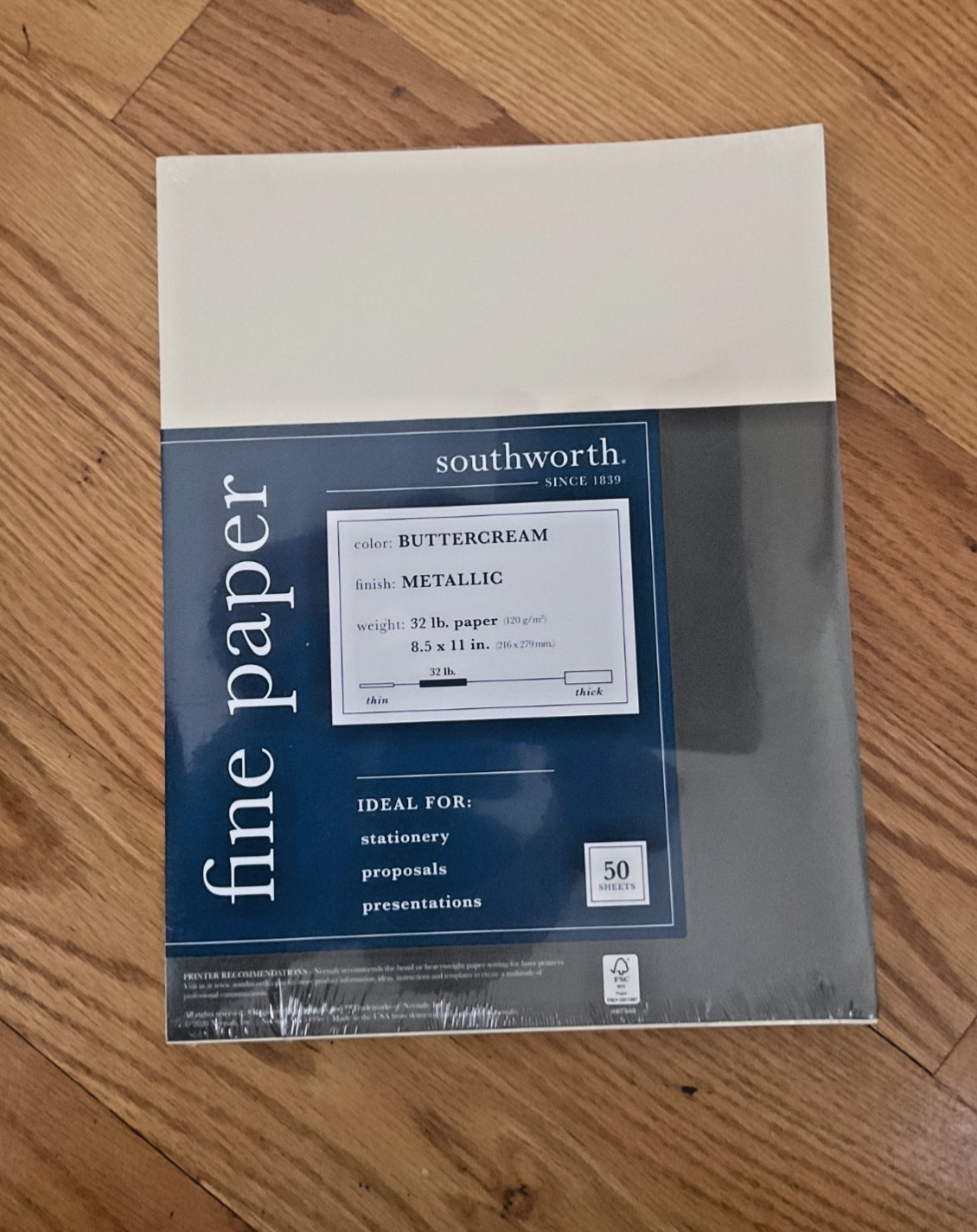 Southworth Fine Buttercream Paper 32 lb 8-1/2 x 11 Bond 50 Sheets