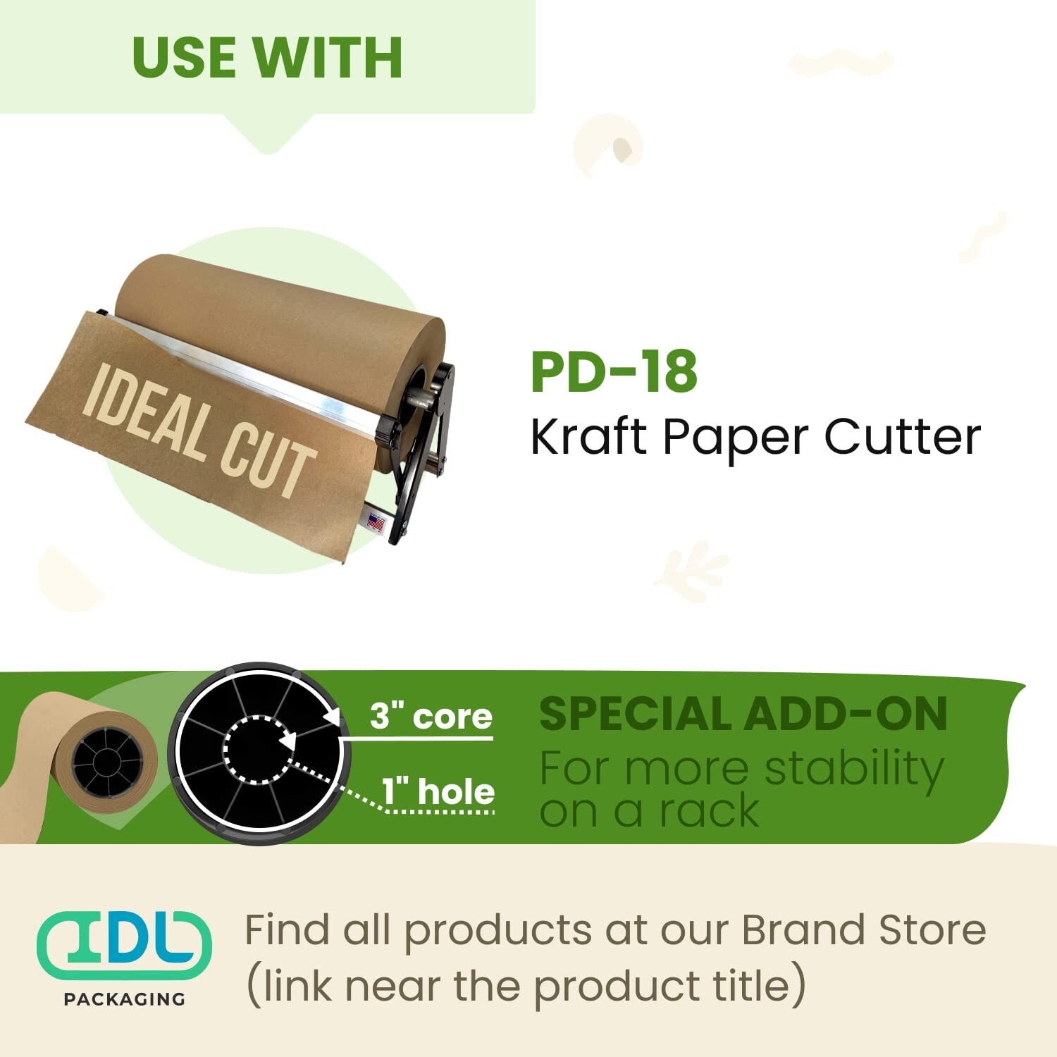 IDL Packaging Large Brown Kraft Paper Roll 18″ x 1200 feet (14400 inches) – N…