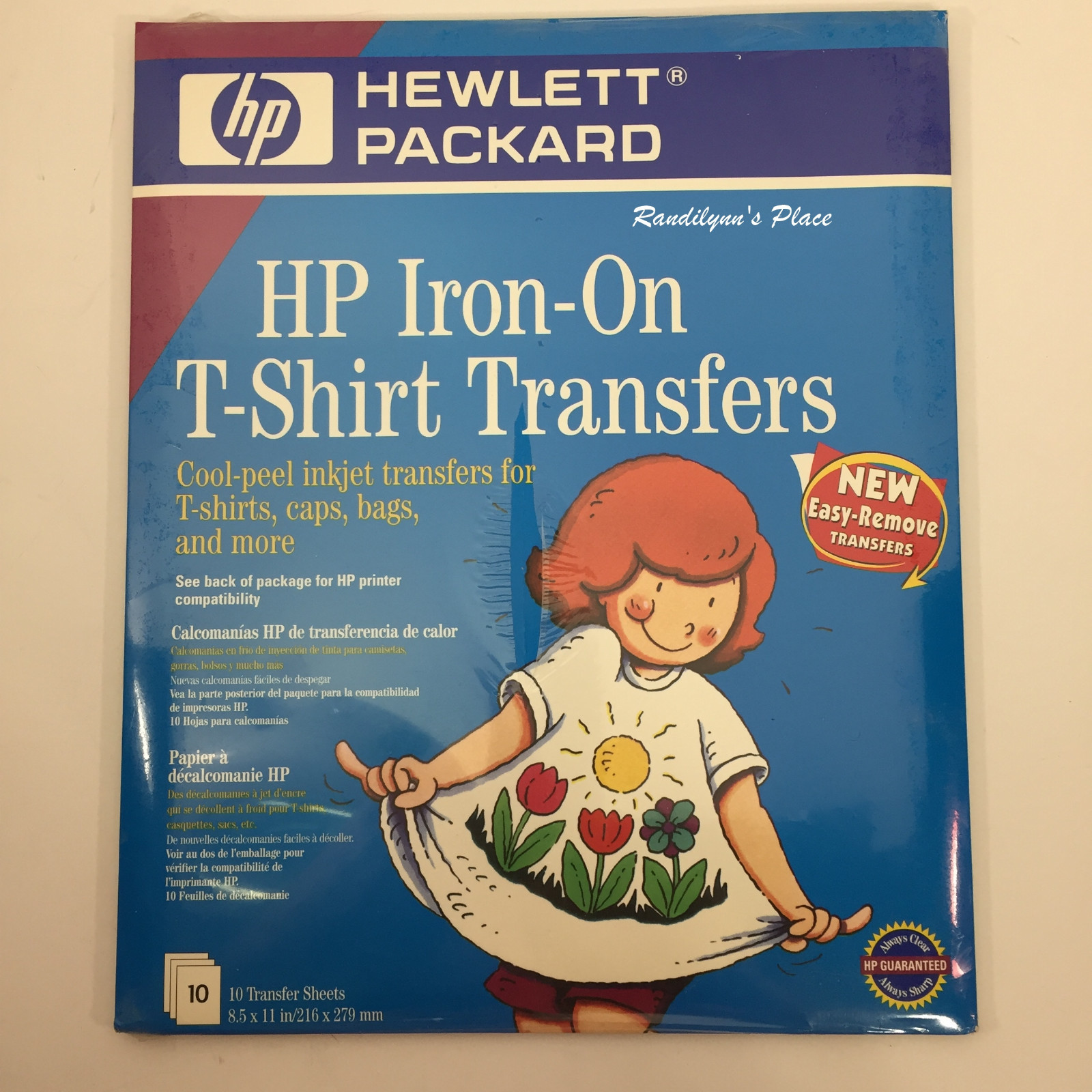 HP Hewlett Packard Inkjet T-Shirt Transfer Iron-On Sheets, Set of 10
