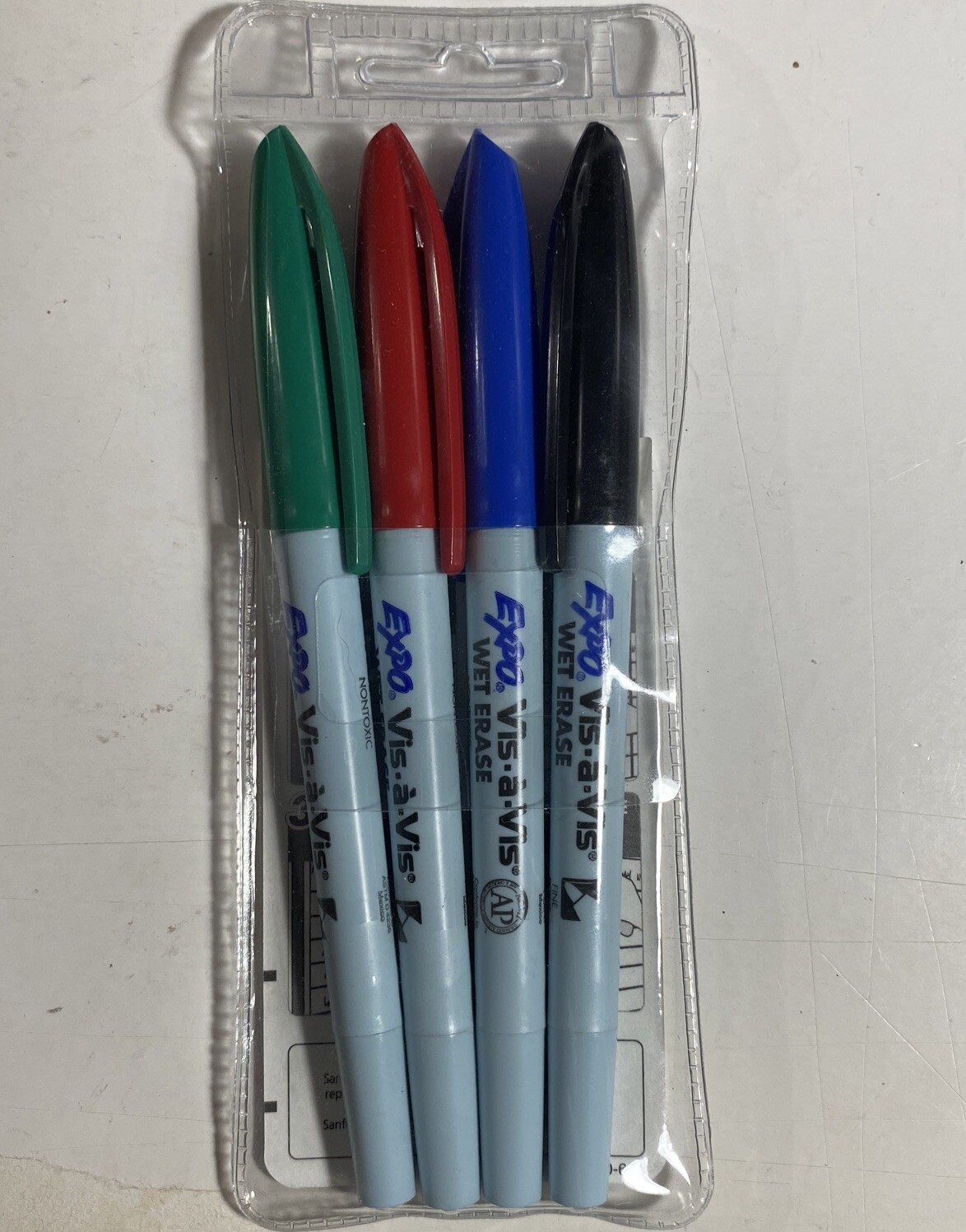 Expo Vis-a-Vis Wet Erase Markers, Fine Bullet Tip, Assorted Colors, 4-Count