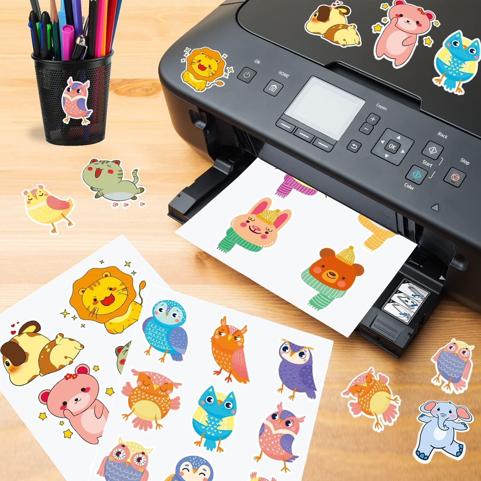 Glossy Printable Vinyl Sticker Paper for Printer – 100 Sheets White Self-Adhe…
