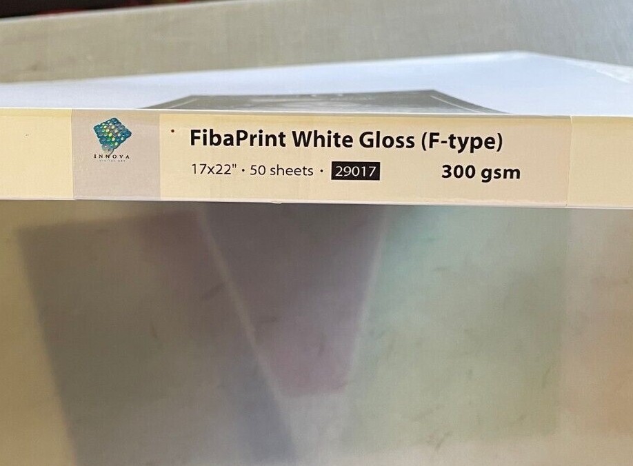 Inkjet Fine Art Paper, Innova FibaPrint White Gloss (F-Type), 17×22″, 50 sheets