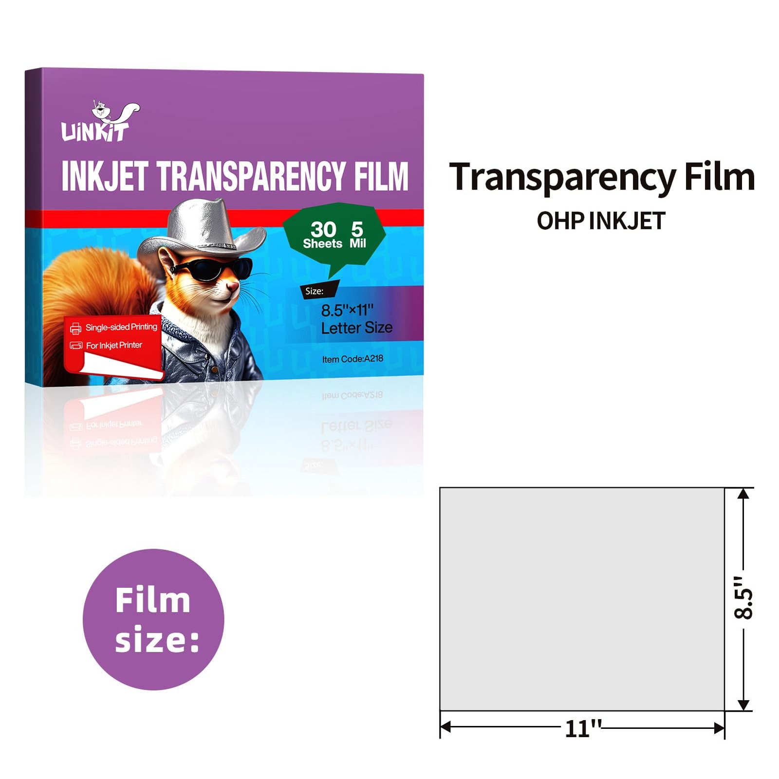 Uinkit 30 Sheets Pintable Transparency Film Acetate Clear Transparent