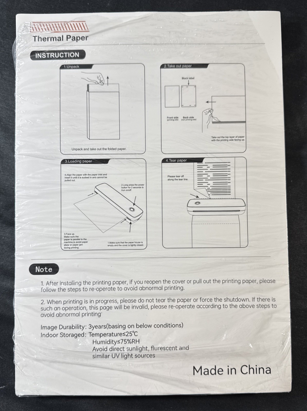 A4 Thermal Paper 200 Sheet Fanfold Printing Paper for Thermal Printer T8O2