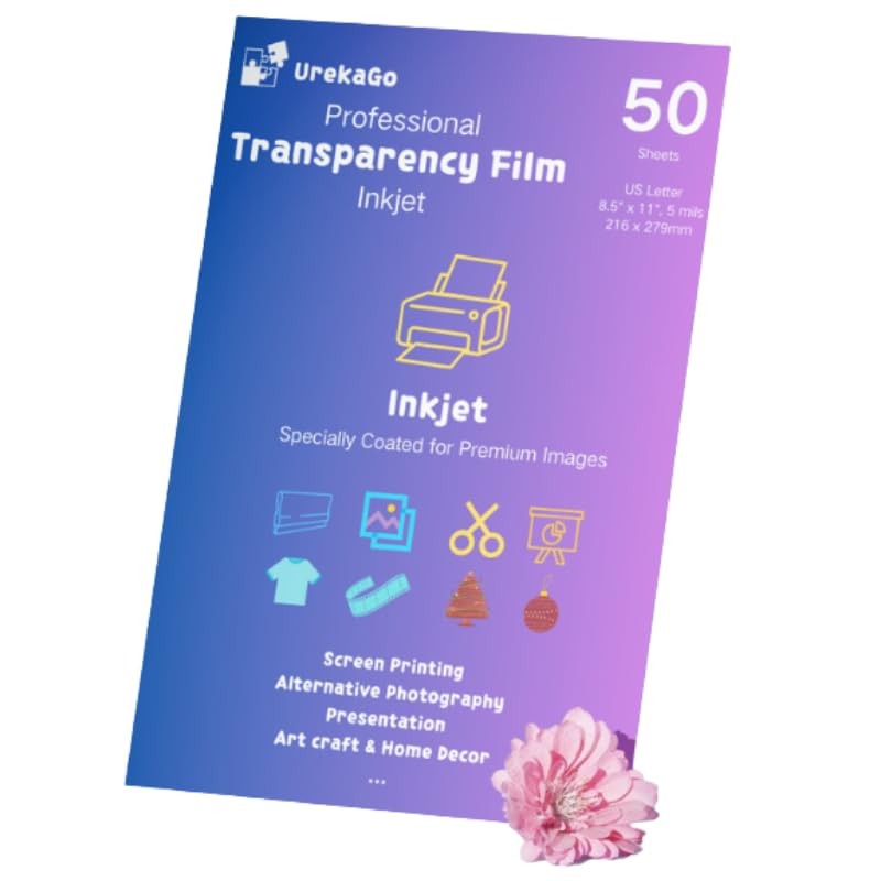 50 PCS Inkjet Transparency Film 8.5×11 Inch Screen Printing Clear Art Paper