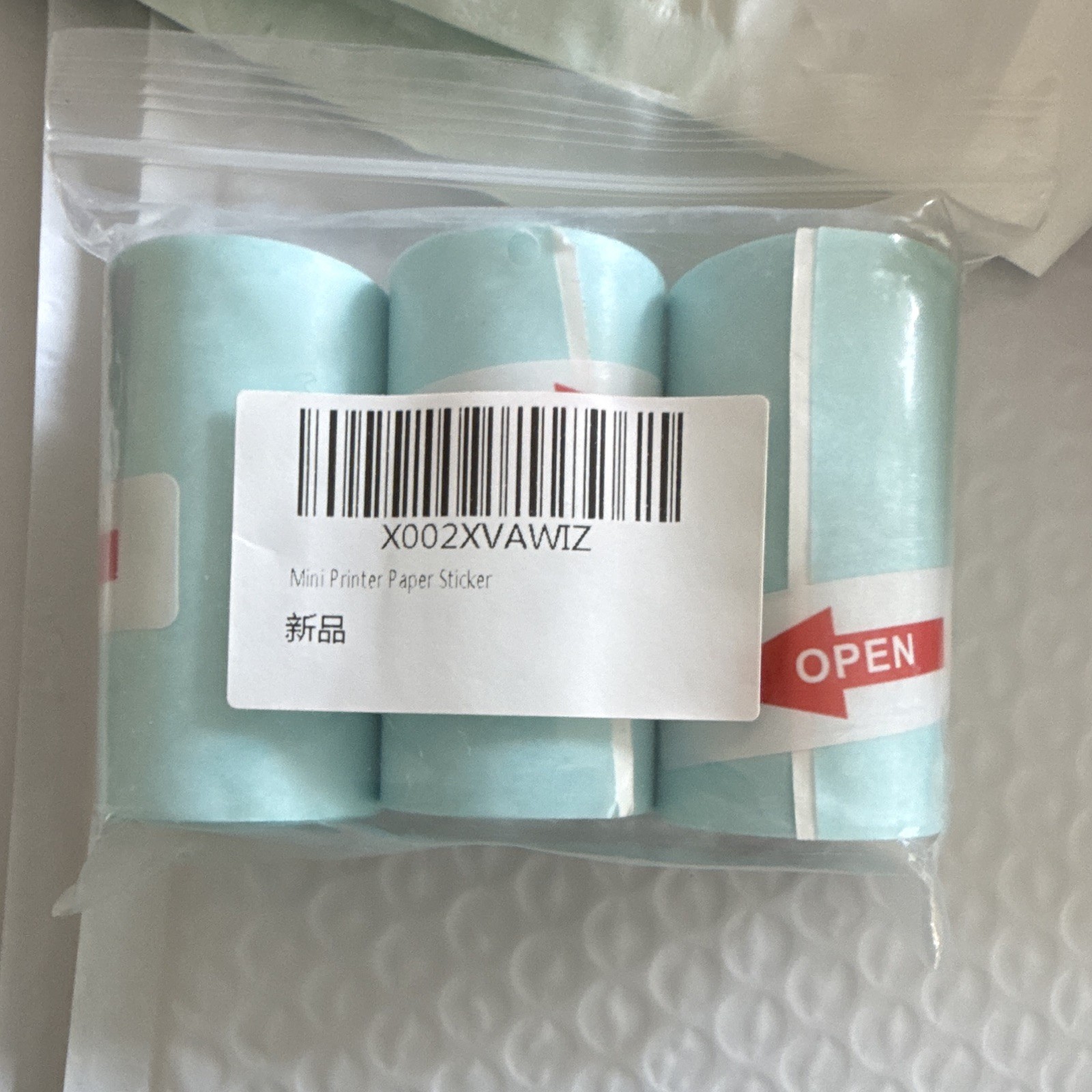Light Blue Printer Paper Sticker Rolls 3-Pack X002XVAWIZ Mini