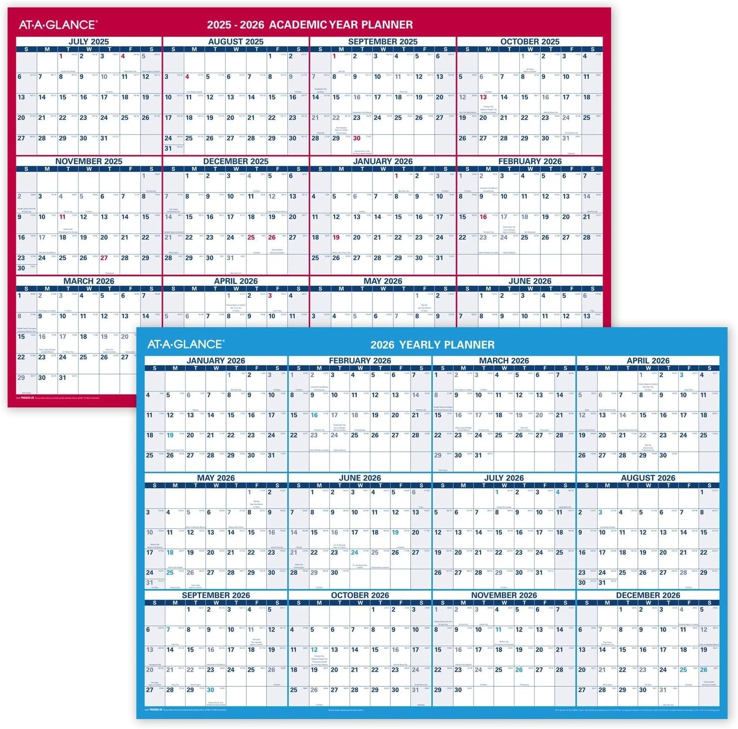 Erasable Calendar 2025-2026, Dry Erase Wall Planner, 36″ x 24″, Large, Academic