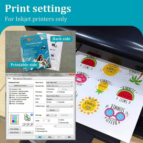 Glossy White Printable Vinyl Sticker Paper for Inkjet Laser Waterproof US STOCK!