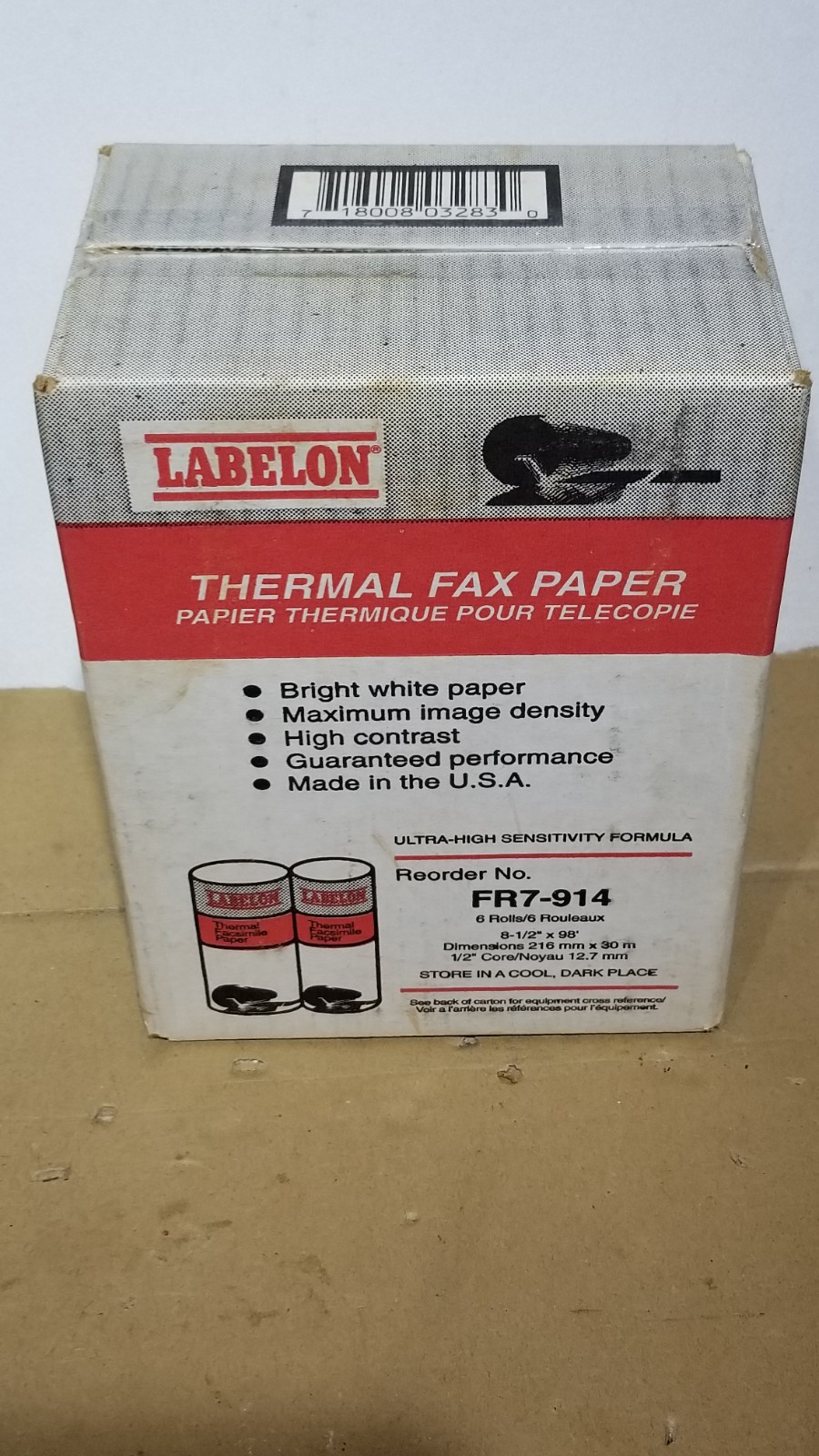 6 Rolls -Labelon Thermal Facsimile Paper FR7-194 8.5”x98 Ft. Brand New Fax Paper