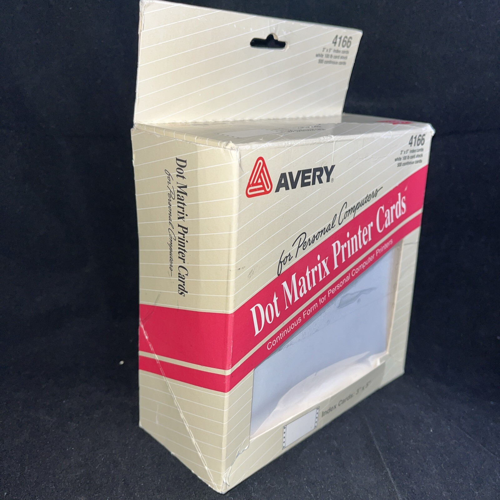 Avery Dot Matrix Printer Cards 4166 NIB 3″x5″ 500 Continuous Index Cards NOS