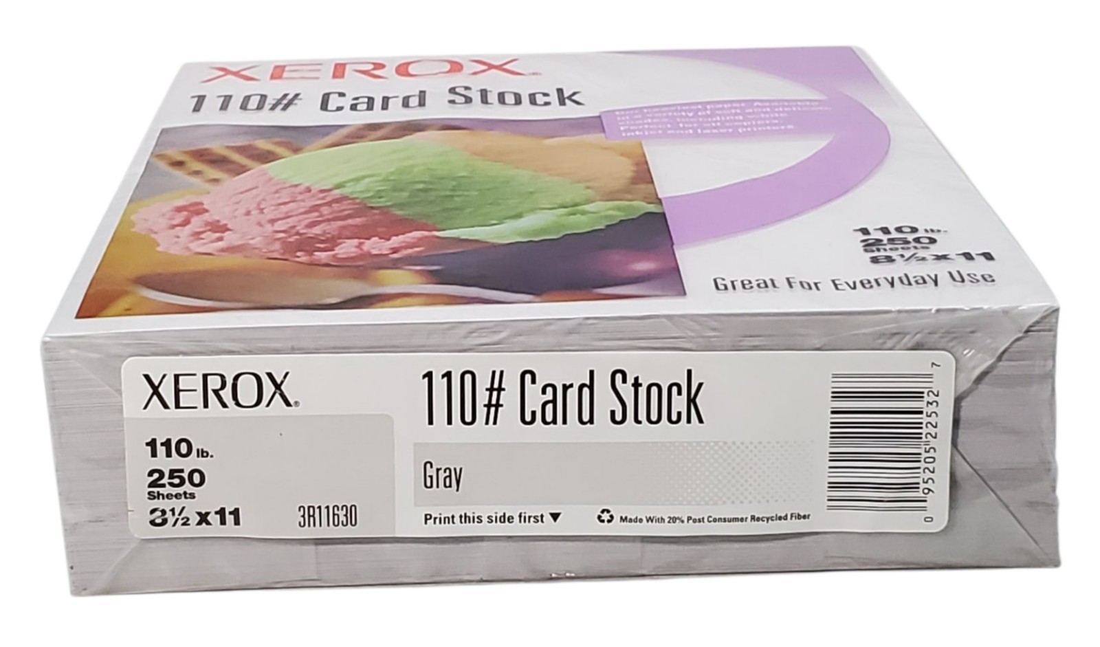 Xerox 110# Card Stock Gray Copy Printer Paper 250 Sheets 8 1/2″ × 11″