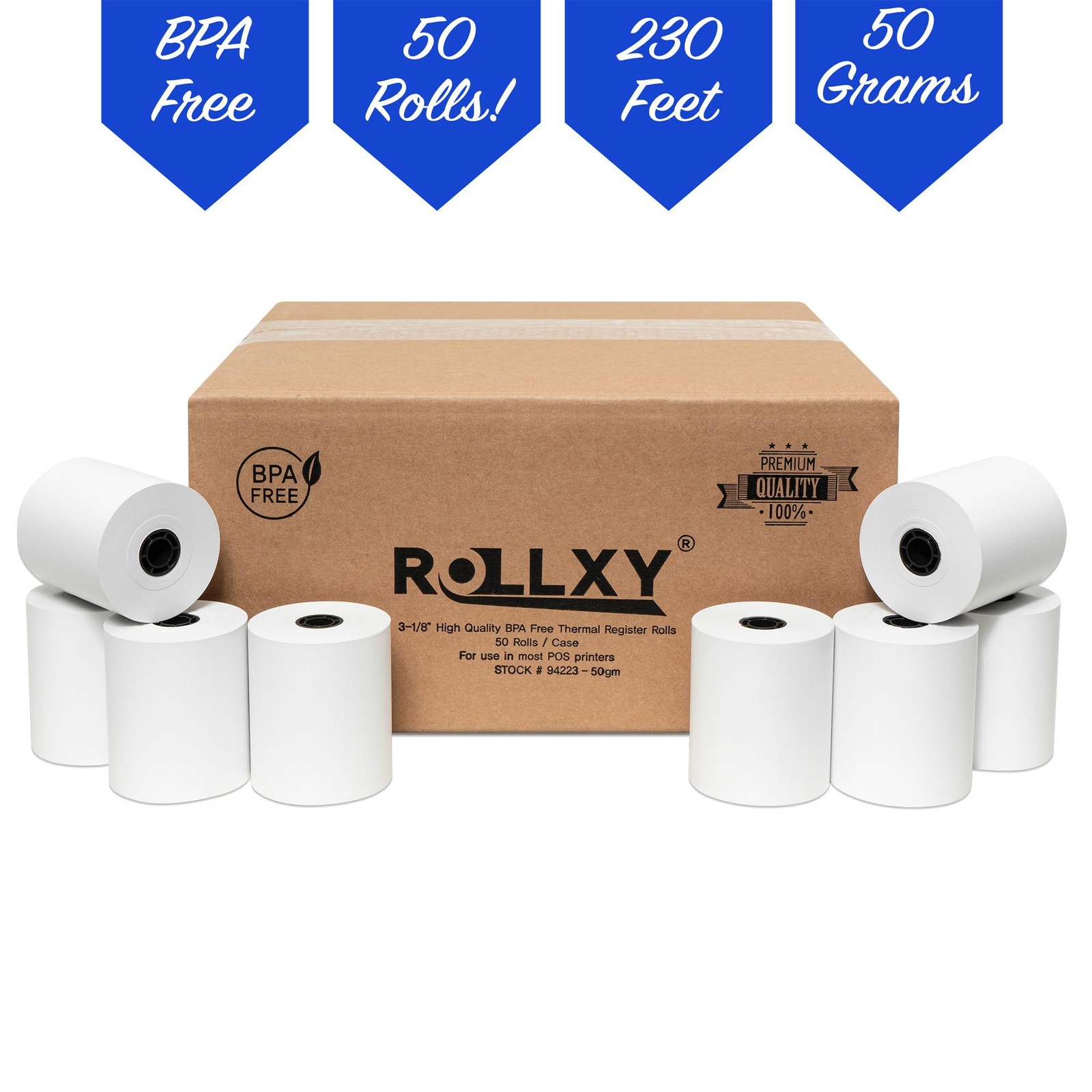 3-1/8 X 230 Thermal Paper Compatible with Star CT-S300 Tsp 100 BPA Free White