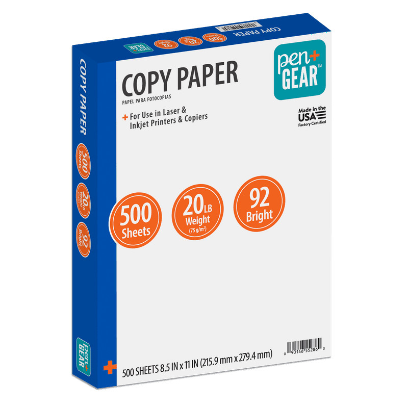 Pen + Gear Copy Paper 8.5 x 11, 92 Bright, 20 lb, White, 1 Ream (500 Sheets)