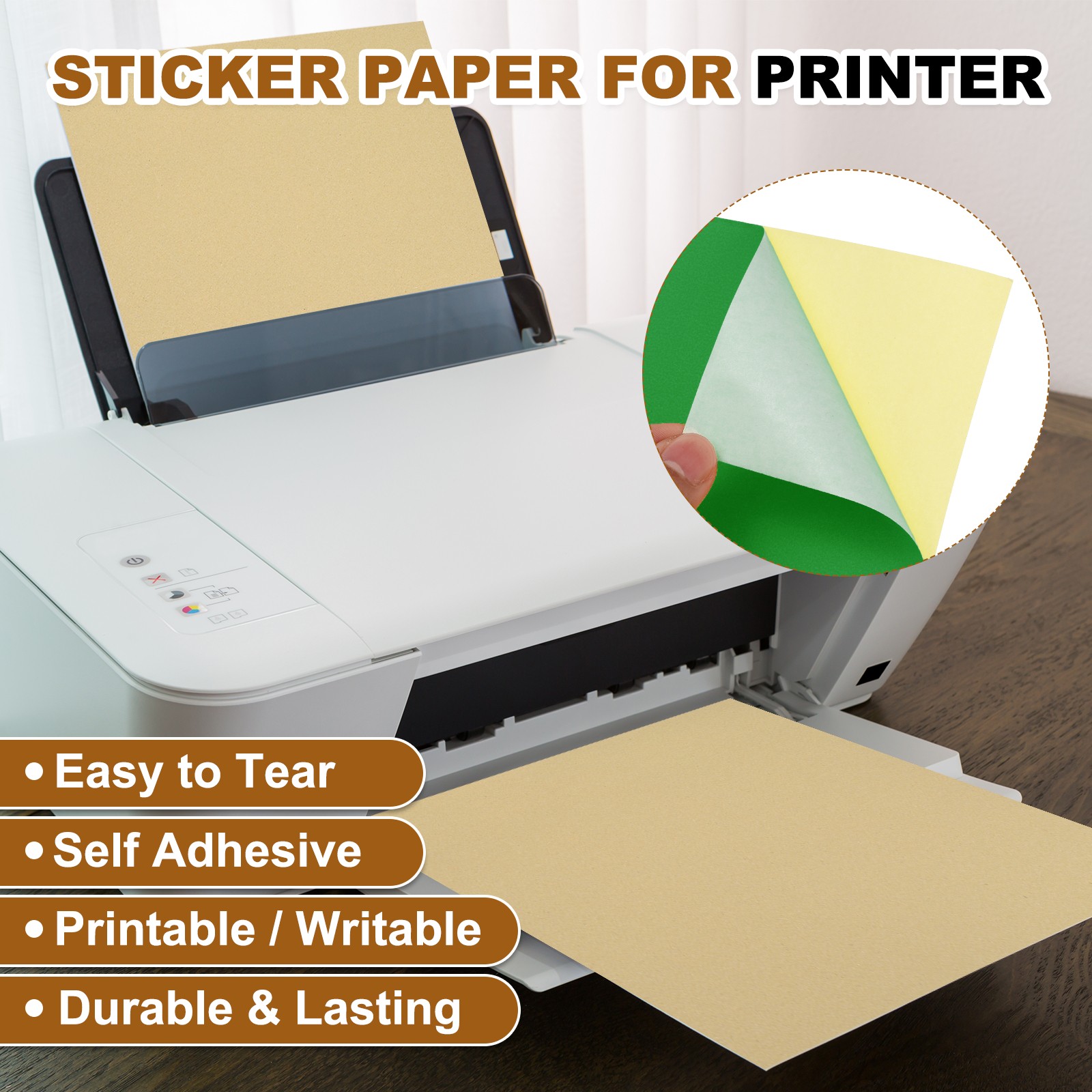 15 Sheet Printer Self Adhesive Paper, Green