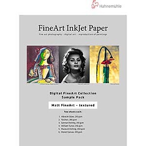 Hahnemuhle Matte Textured Archival Inkjet Paper Sample Pack, 8.5×11″, 10 Sheets