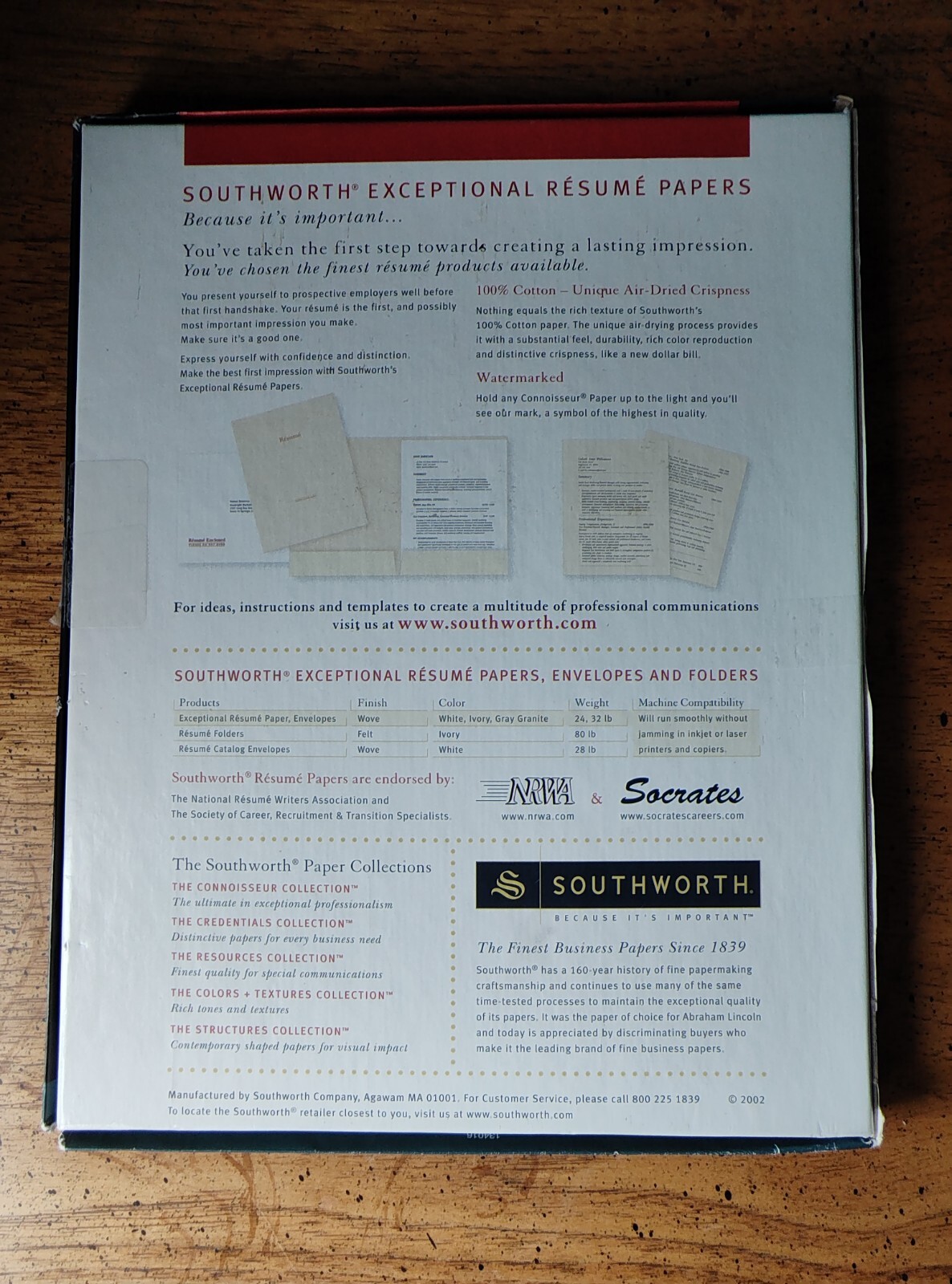 Southworth 100% Cotton Exceptional Resume Paper 24 lb 8-1/2 x 11 81 Sheets Ivory