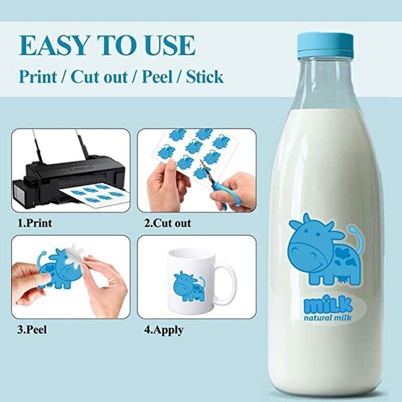 20x For Laser Printer 8.5×11 Printable Vinyl Sticker Paper Sheet Clear Label