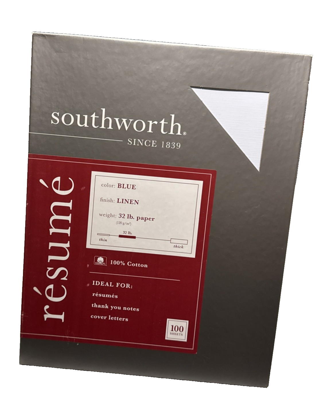 Southworth Parchment Paper 32 lb Blue 100 Bright 8.5 x 11 400 sheets