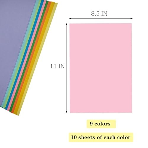 Colored Copy Paper 8.5 x 11 Printer Paper Sheets Colorful Paper 90 9 colors