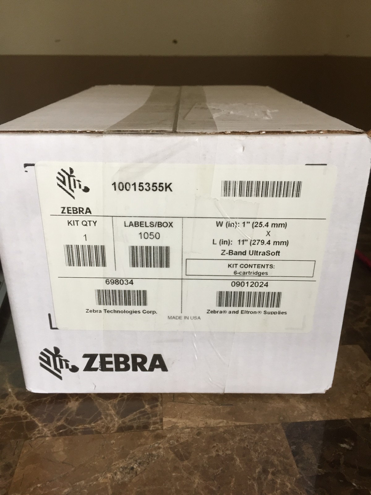 6 Pk Zebra 10015355K 1″×11″ Adult Z-Band UltraSoft Wristband Cartridge White
