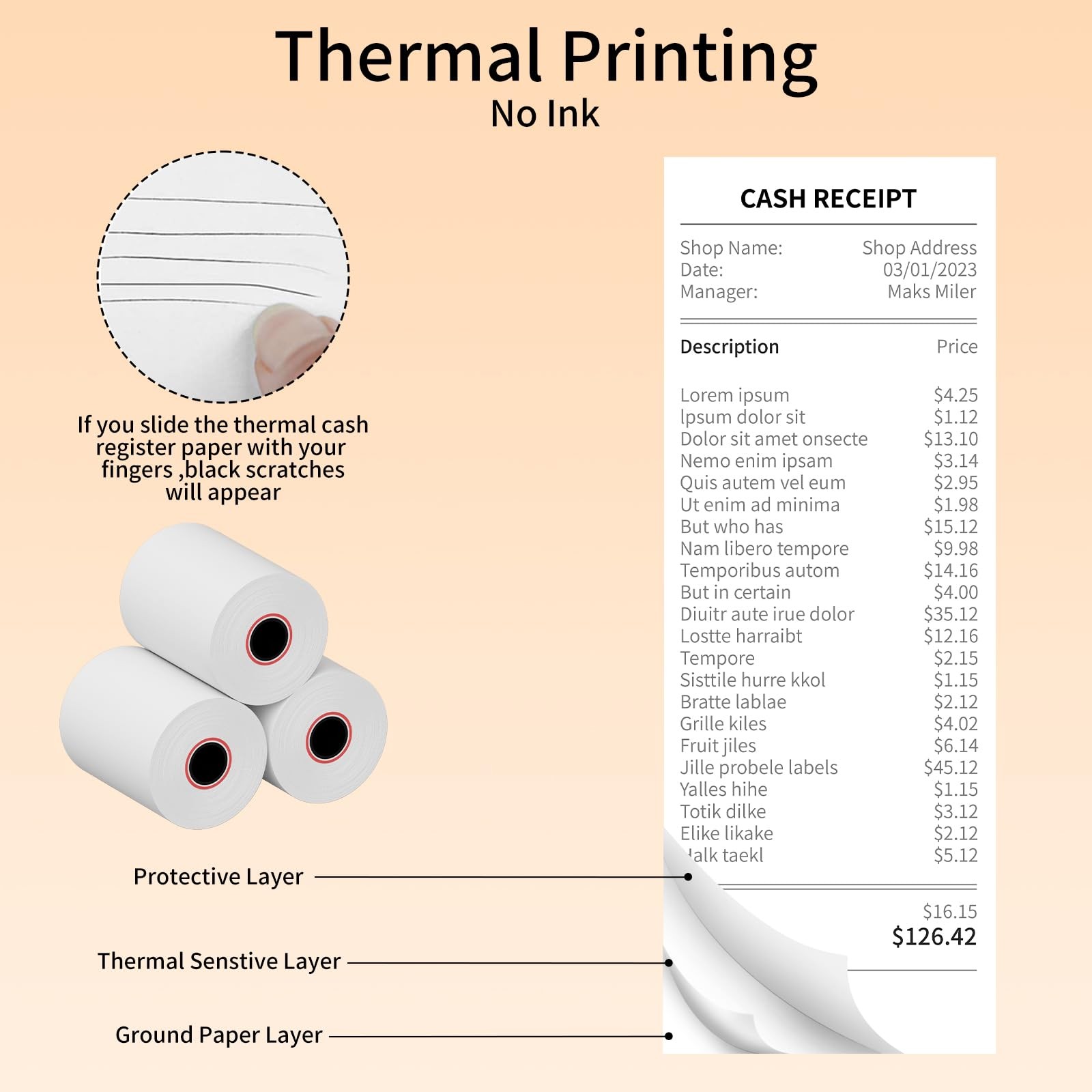 Tapsin 2 – 1/4” X 50′ Thermal Receipt Paper – Credit Card Rolls – Cash