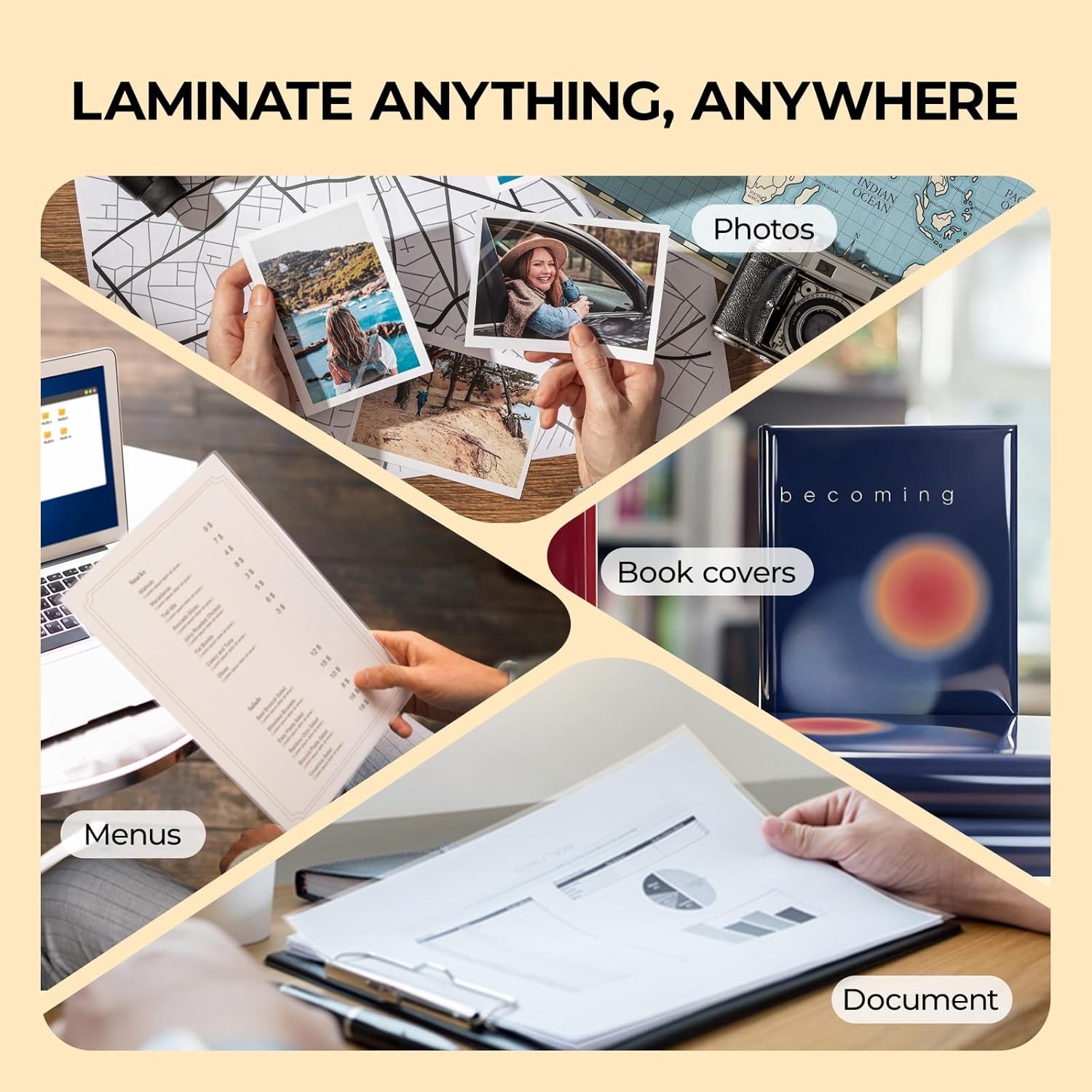 Self Adhesive Laminating Sheets – 50 Sheets, 4mil, 9 x 12 Inches Self Laminating