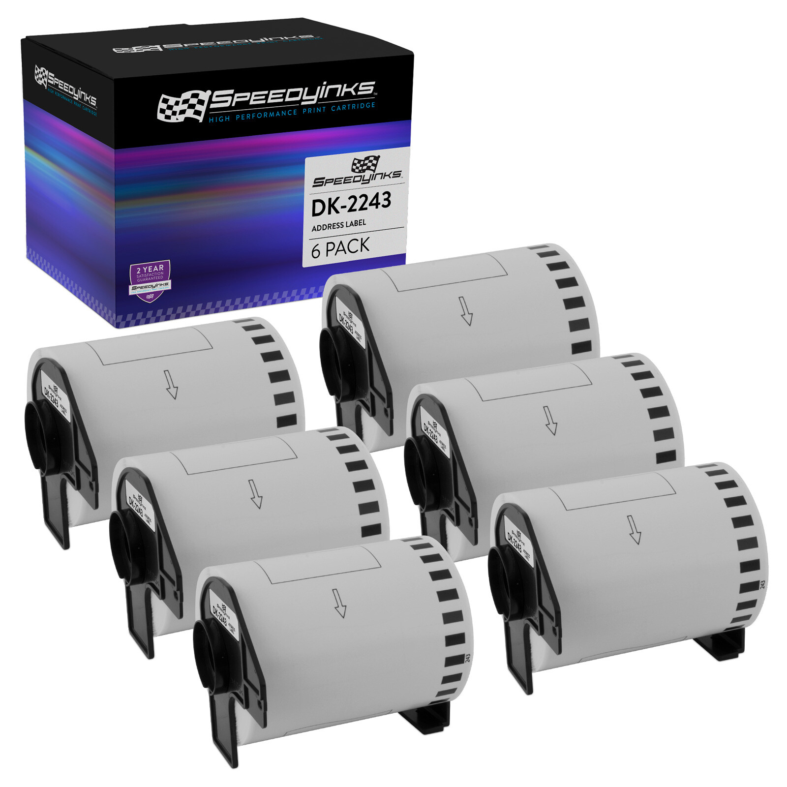 6PK Compatible Brother DK-2243 White Paper Tape – 4 in x 100 ft