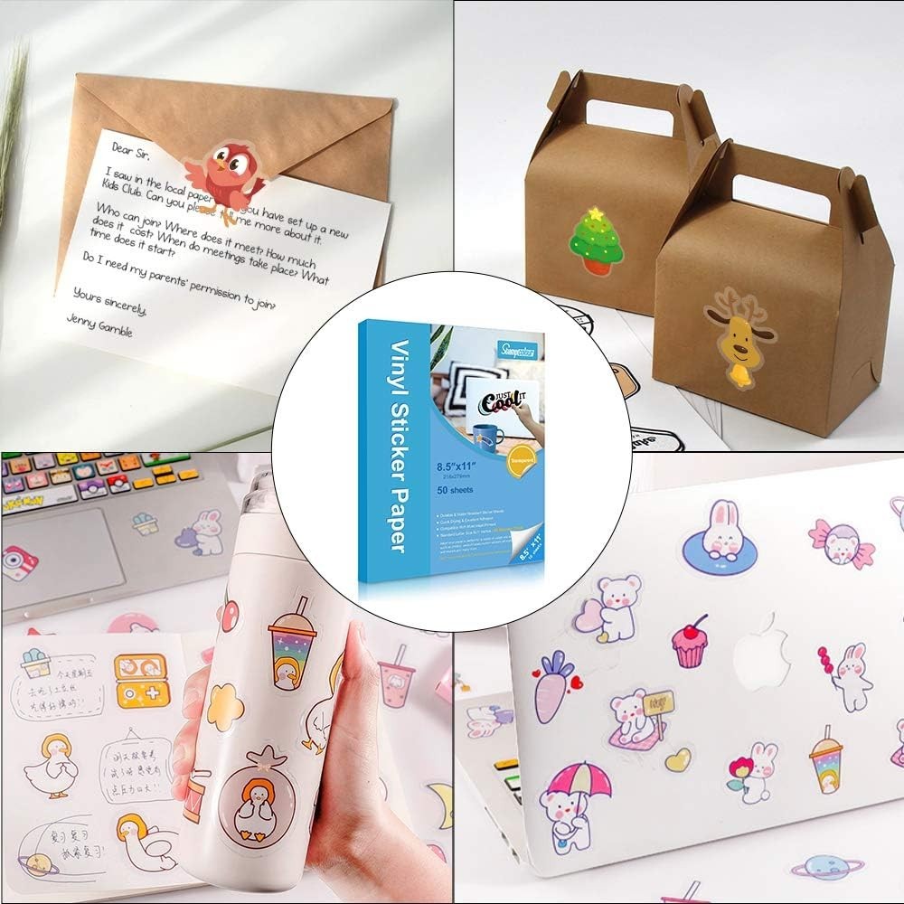 Papel adhesivo de vinilo imprimible, transparente, 30 unidades, autoadhesivo tra