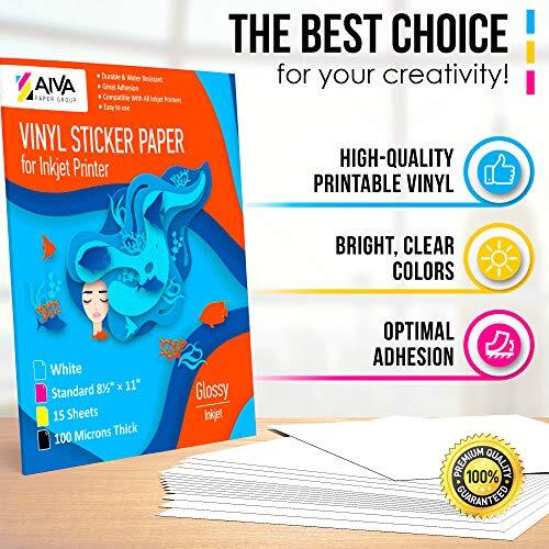 Limia’s Care Printable Vinyl Sticker Paper for Inkjet Printer – Glossy White …