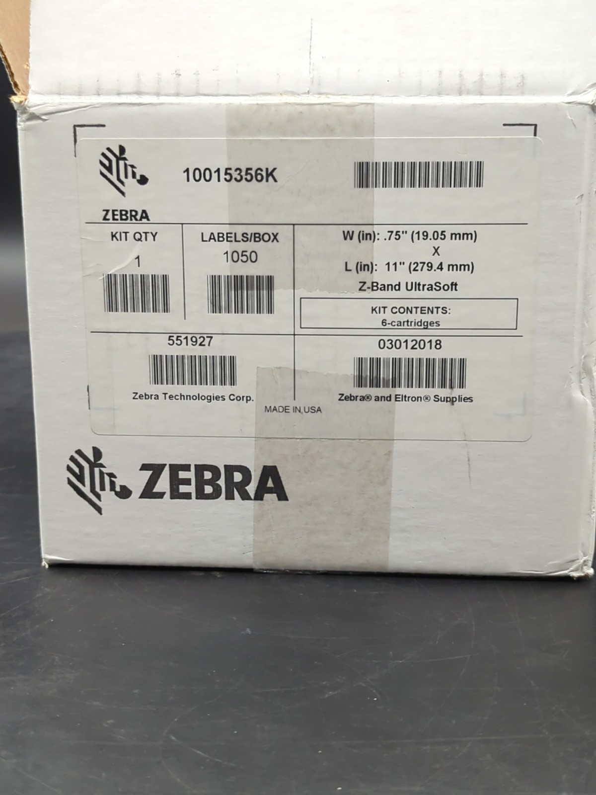 Lot of 4: Zebra Z-Band UltraSoft Wristband: P/N 10015356K: Cartridge Kit: White