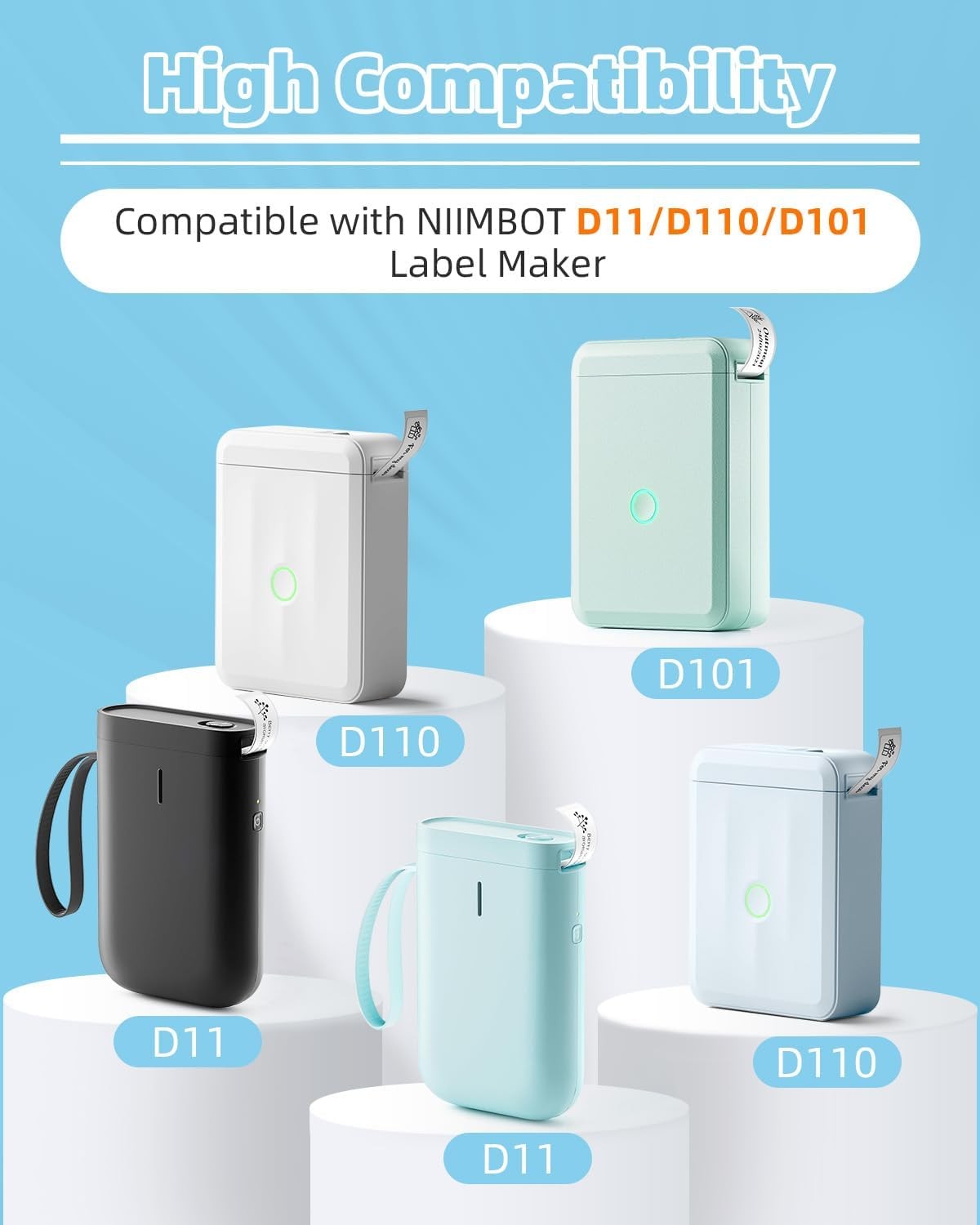 D110 Label Maker Tape Compatible with NIIMBOT D11/D110, NADAIIN N12 Label Maker,