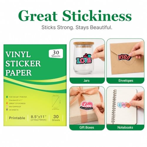 30 Sheets Printable Clear Vinyl Sticker Paper Waterproof