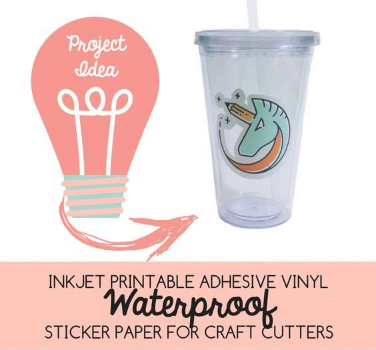 SIHL Inkjet Printable White Vinyl GLOSSY For STICKERS 50 Shs, 8.5×11″ Waterproof