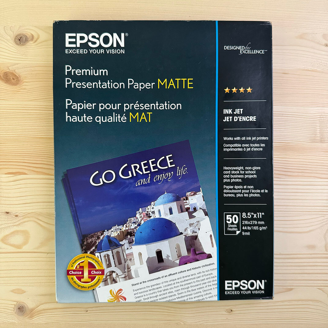 Epson Premium Matte Ink Jet Paper – 50 Sheets 8.5×11 Letter – White Photo Print