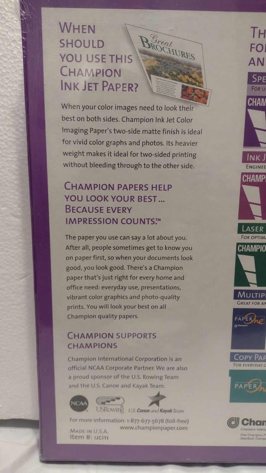 Lot (2) Champion Ink Jet Paper 100 Sheets 8.5×11 Letter Matte Finish 35 lb