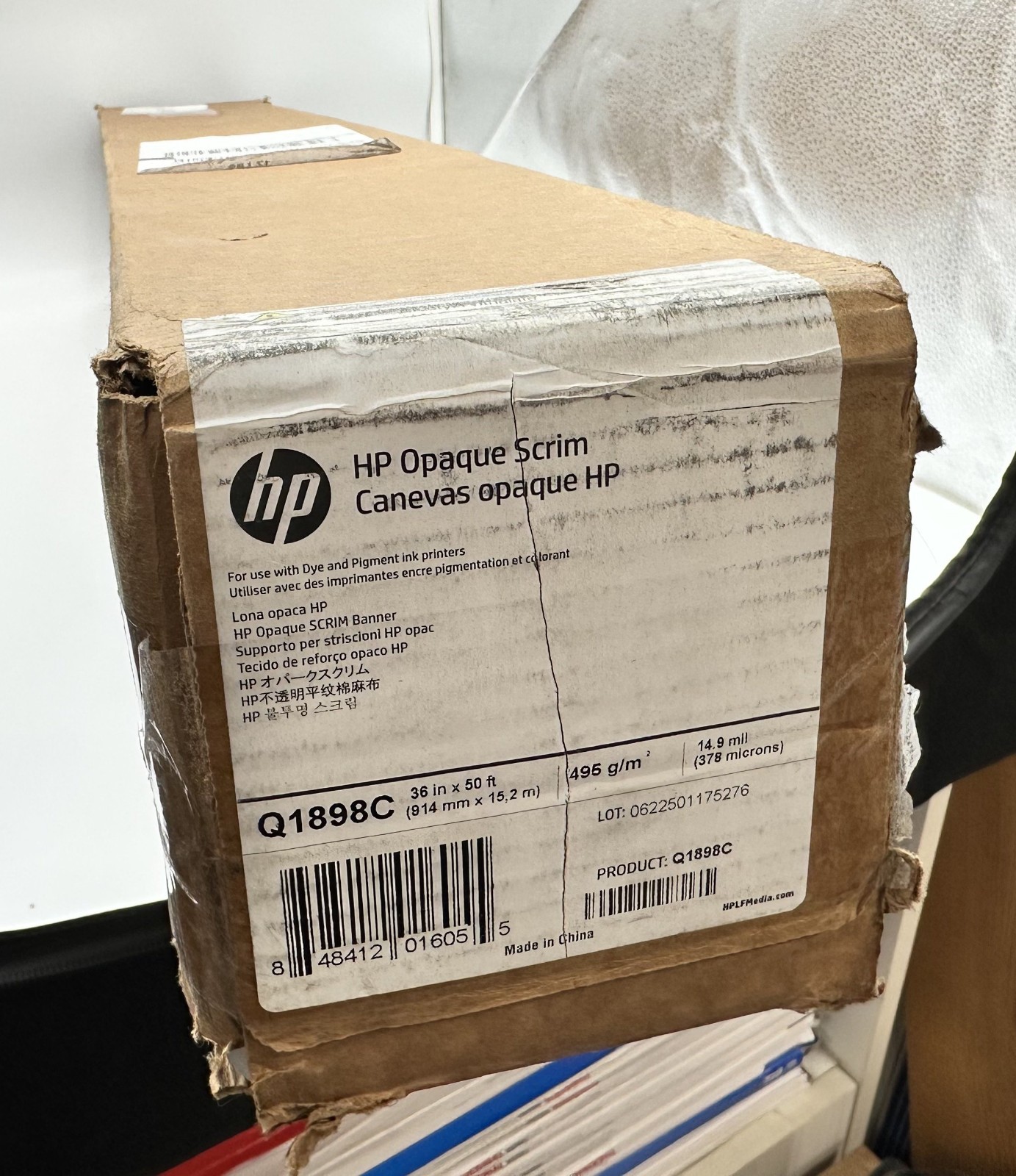 NEW Genuine HP Opaque Scrim Banner Paper (Q1898C) | 36″ x 50′ (914mm x 15.2m)