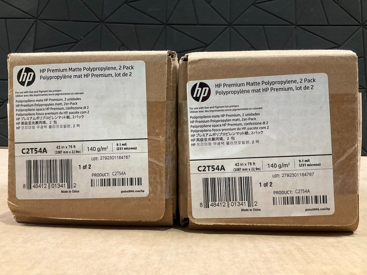 HP DesignJet Premium Adhesive Matte Film Roll 42″x75′ C2T54A 2 PACK ✅❤️️✅❤️️ NEW