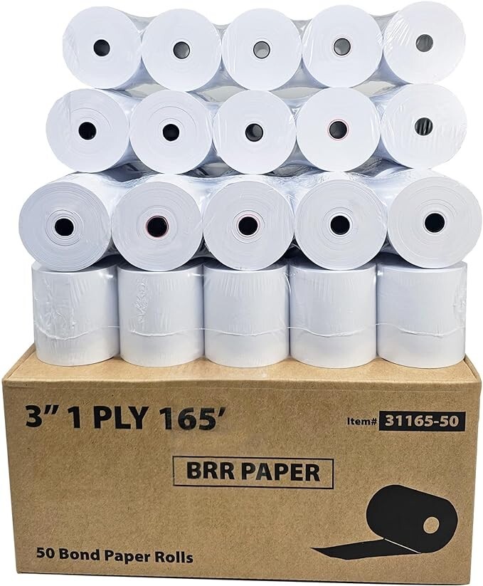 Star SP700 Kitchen Printer Paper (50 Rolls) 3″ x 165′ 1 Ply Bond, POS Paper Roll