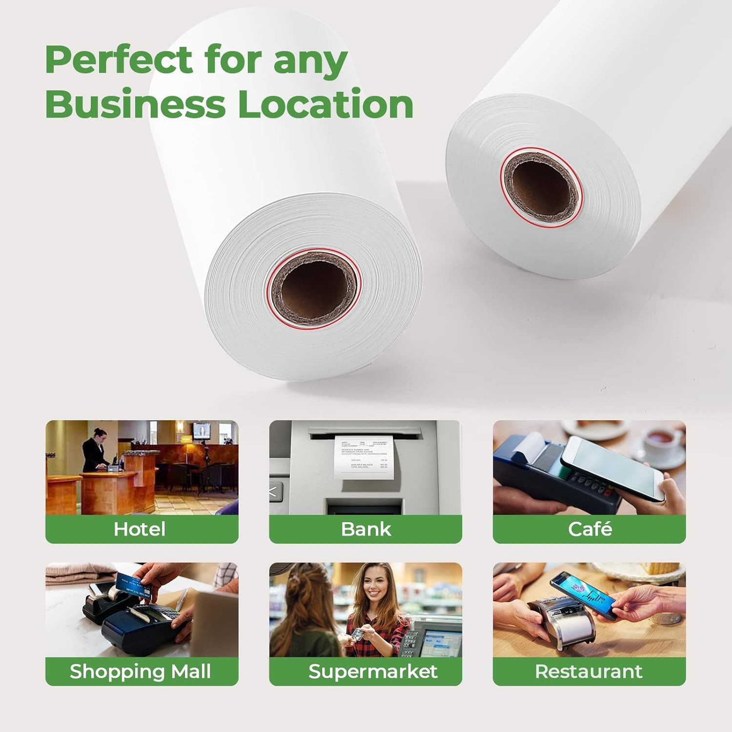 MUNBYN 2 1/4 x 50ft Thermal Paper (20 Rolls), 2 1/4" x 50', white