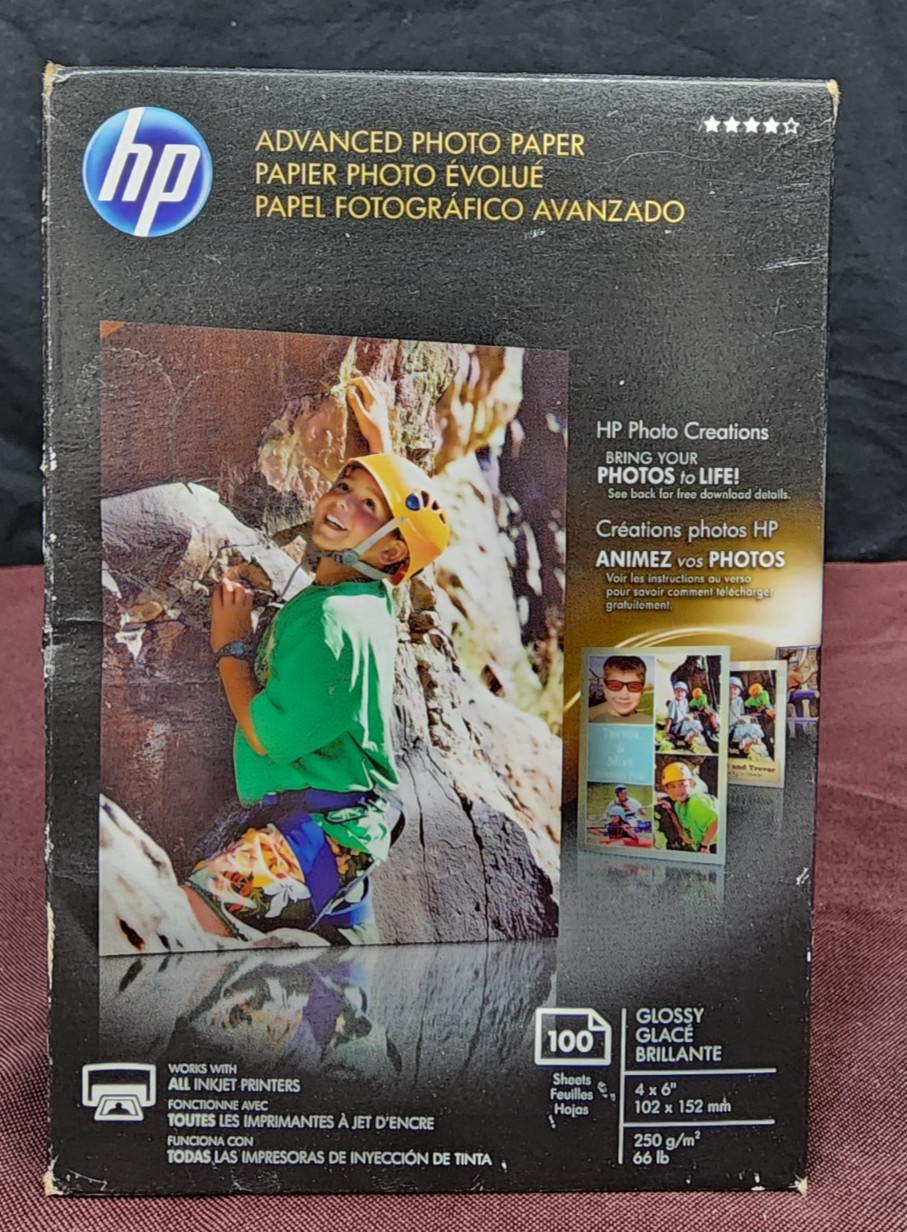 Hewlett Packard 4 x 6 inch Glossy Printer Paper – 100 Sheets Box