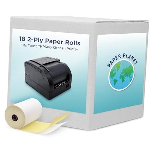 Kitchen Printer Paper for Toast TKP300 Kitchen 2-Ply (White/Yellow) 18 Rolls