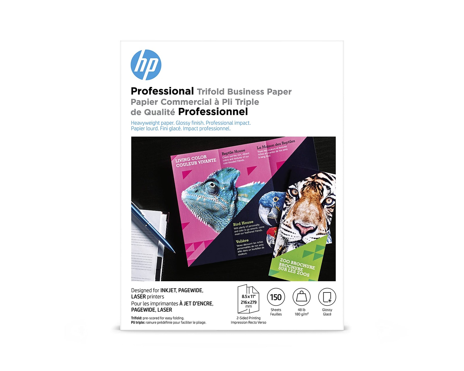 Glossy Print Copy Paper 8.5×11 for Laser Inkjet Tri Fold Brochures 500 Sheets