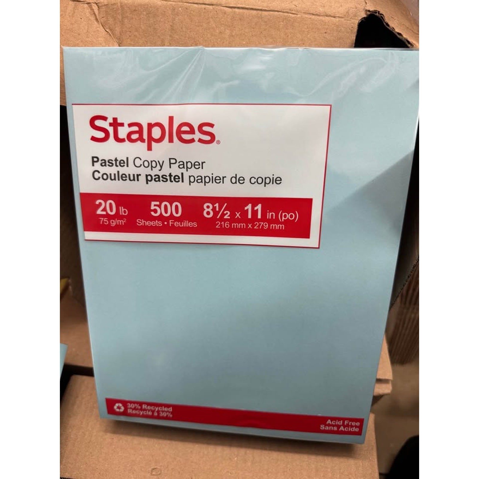 4 packs of Staples Pastel Color Copy Paper,20 lbs., 8.5″ x 11″; Blue, 500/Ream