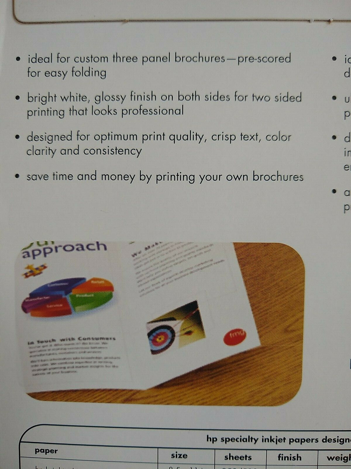HP Tri-fold Glossy Brochure Paper Inkjet 100 Sheet 8.5×11 44lb Bond W/ Seals