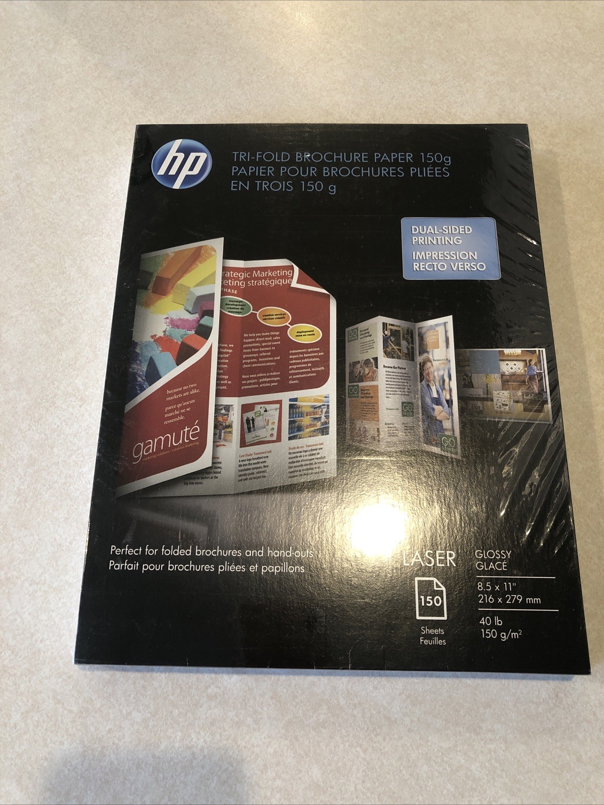 HP Laser Print Flyer Paper 8 1/2″ x 11″ Glossy 150 Sheets/Pack White Q6612A