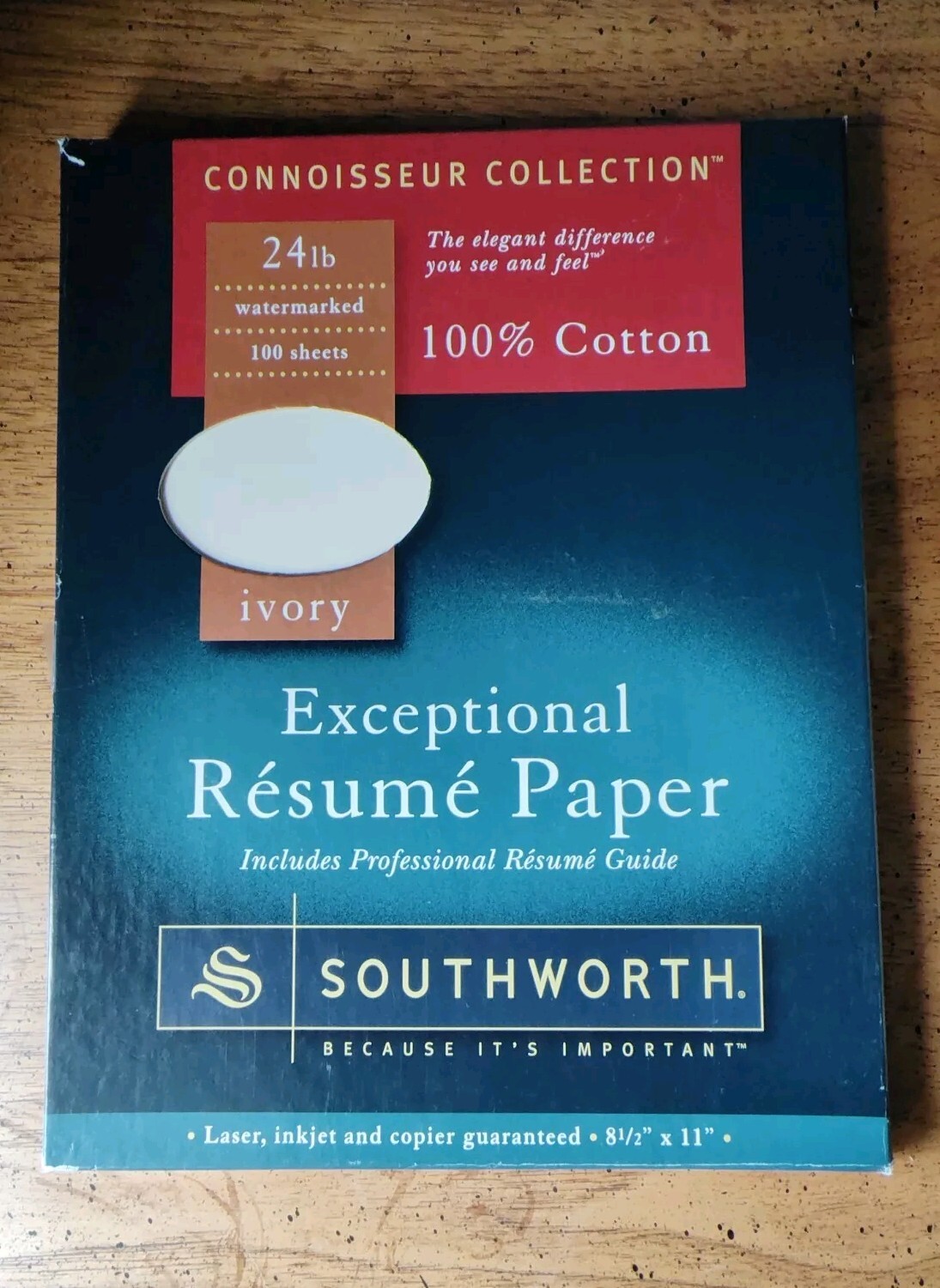 Southworth 100% Cotton Exceptional Resume Paper 24 lb 8-1/2 x 11 81 Sheets Ivory